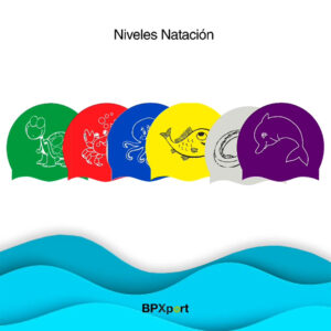 Niveles de natación BPXport. Colores de gorros. Escuela